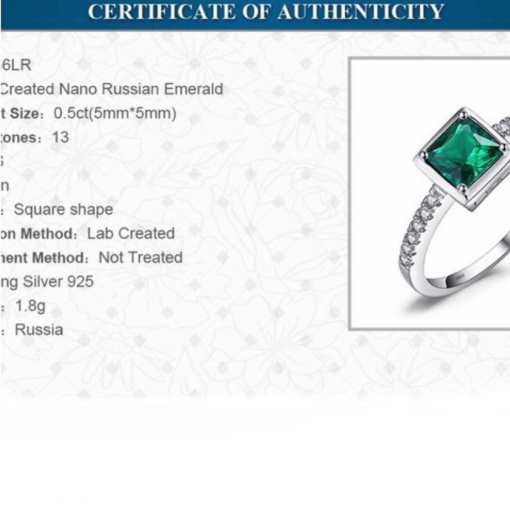 0.53ct Princess Cut Emerald Ring - Picture 6 of 7